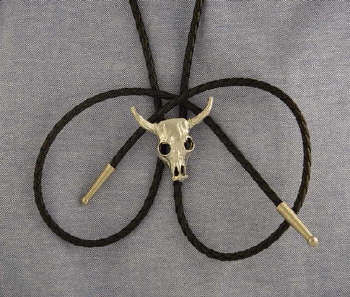 Silver or Gold Steer Skull bolo tie