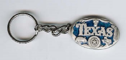 An oval Texas key tag.