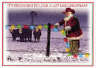 Santa at fence Christmas Card