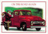 Santa at red truck Christmas Card