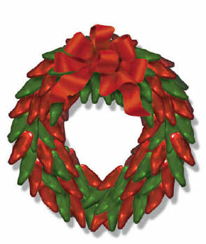 Chile pepper wreath with bow Christmas Card in Christmas Cards - STxOP