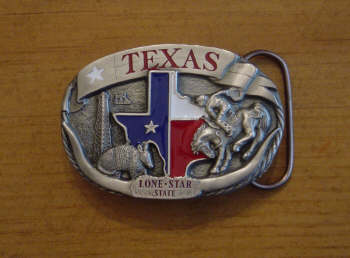 Texas Map Shaped Lone Star State of Texas Belt Buckle 