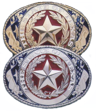 El Grande Texas Seal Belt Buckle Gold or Silver with colored enamel