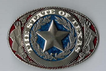 Colored State of Texas Seal belt buckle